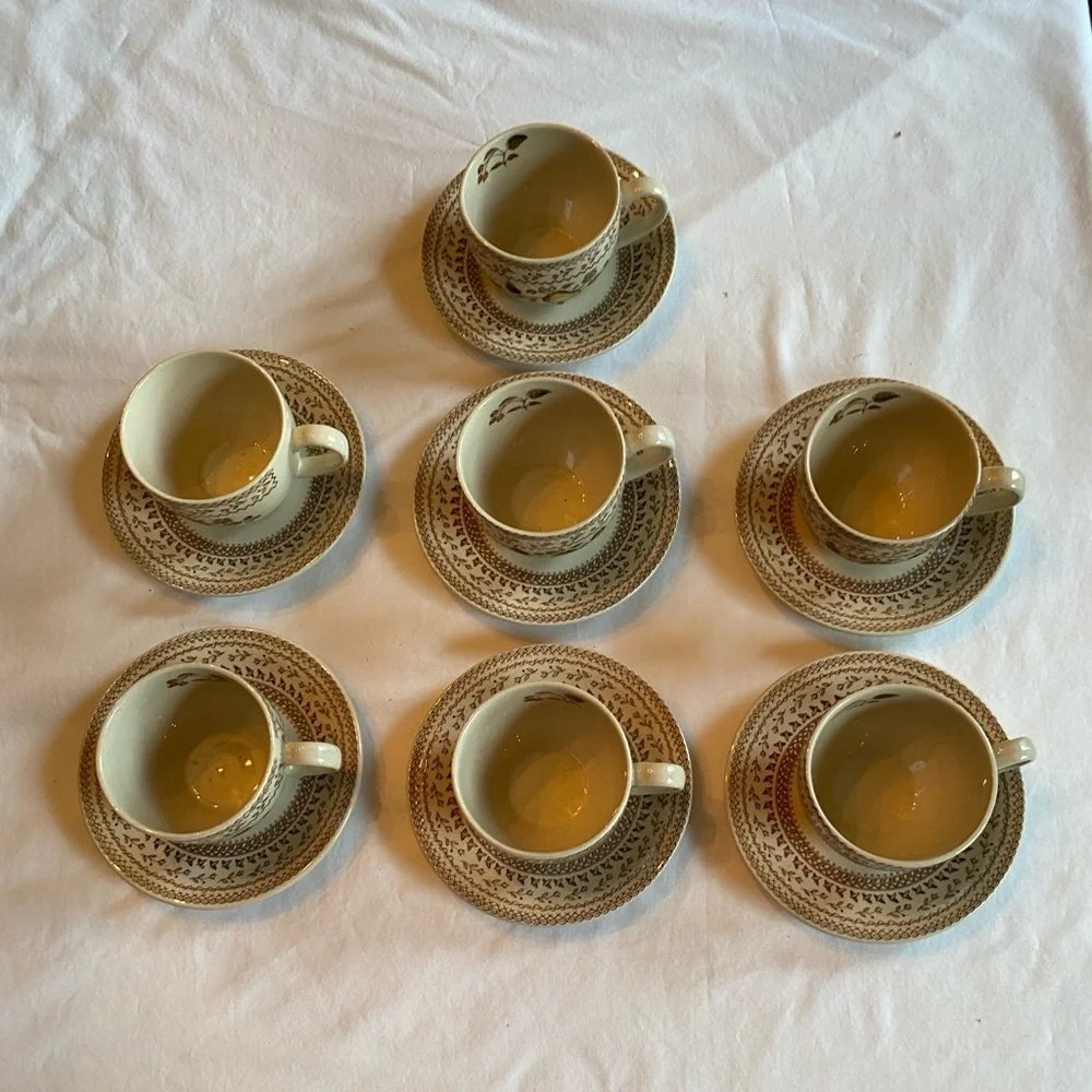 Johnson Brothers Fruit Sampler Cup and Saucer Set of 7